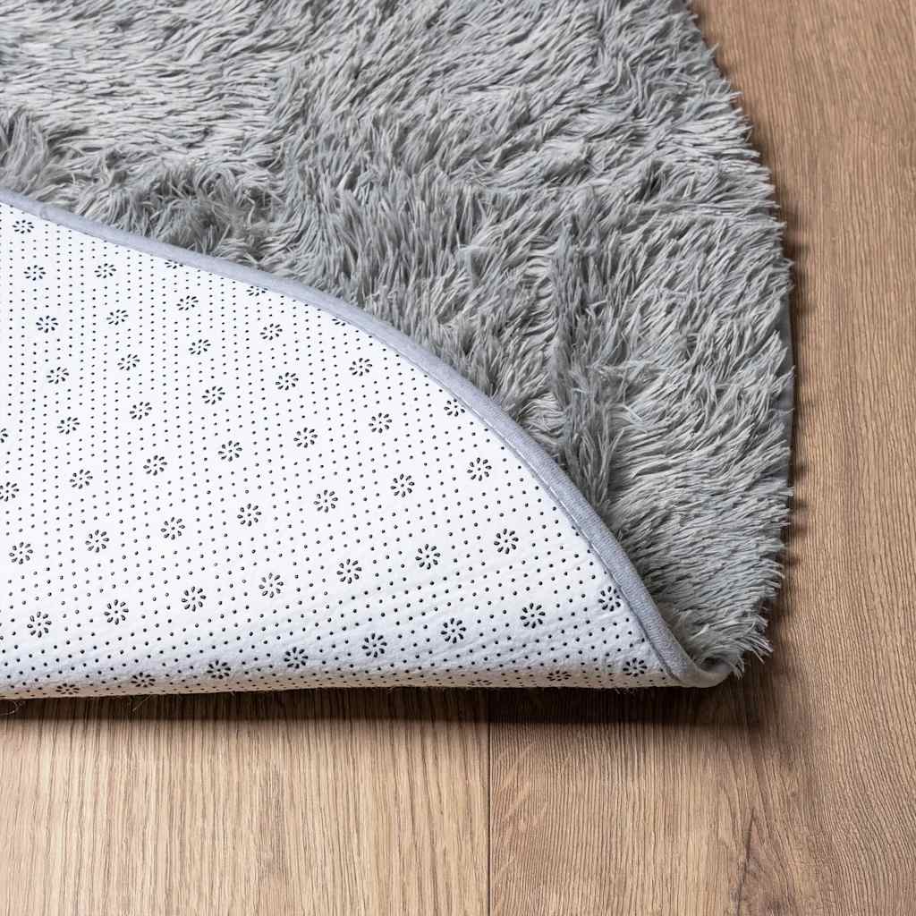 Flossteppe med lang luv NAVARRA sølvgrå 160x160 cm polyester