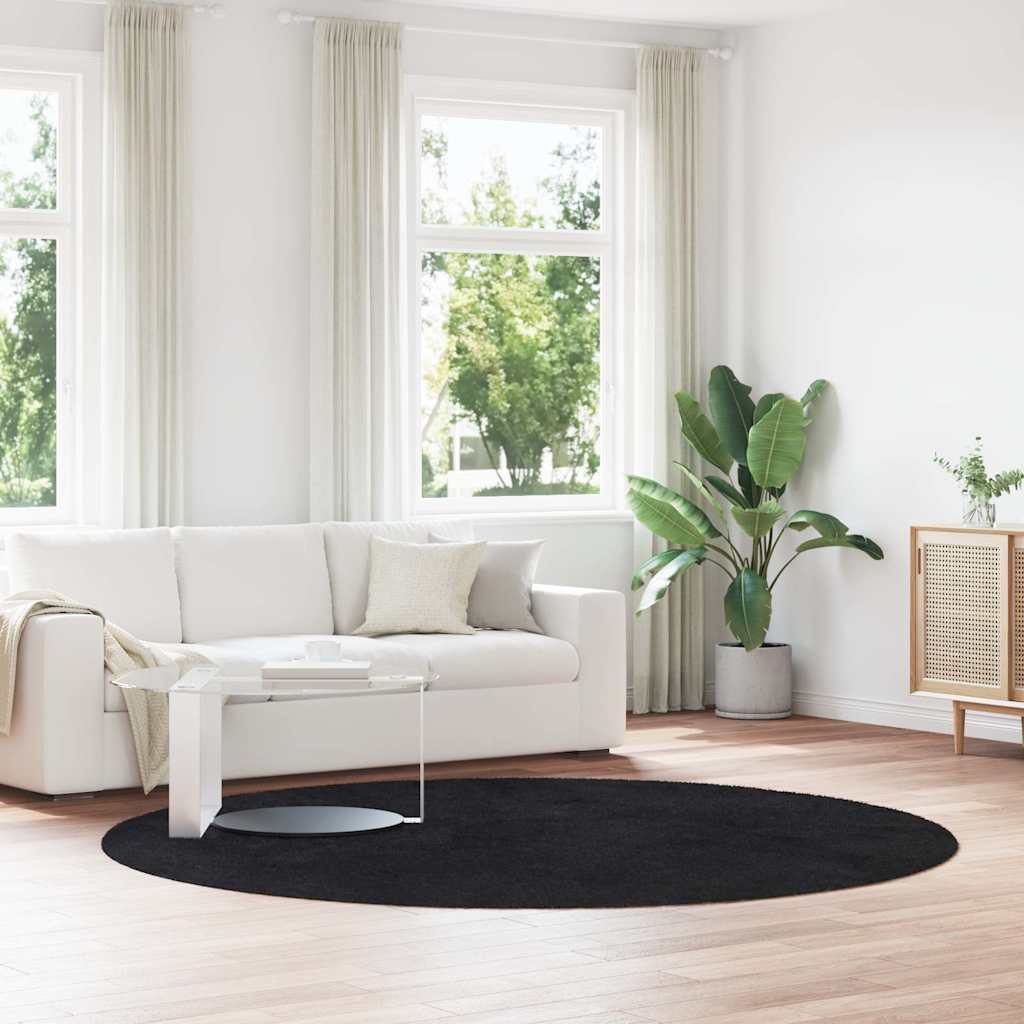 Flossteppe med lang luv NAVARRA svart 240x240 cm polyester
