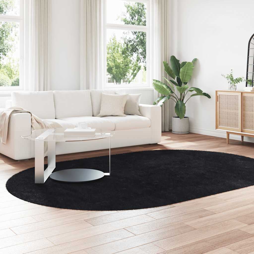 Flossteppe med lang luv NAVARRA svart 300x200 cm polyester vidaXL