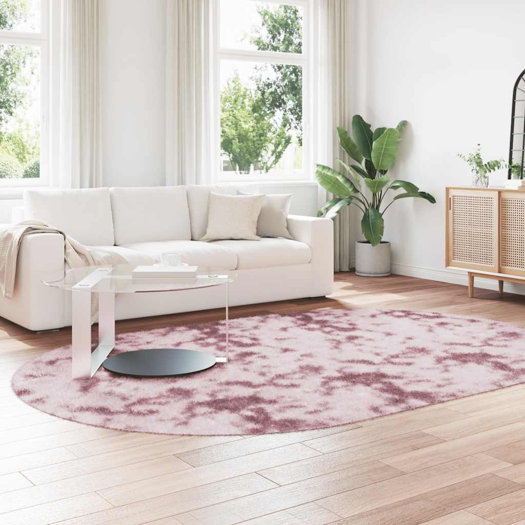 Flossteppe med lang luv NAVARRA støvet rosa 300x200cm polyester