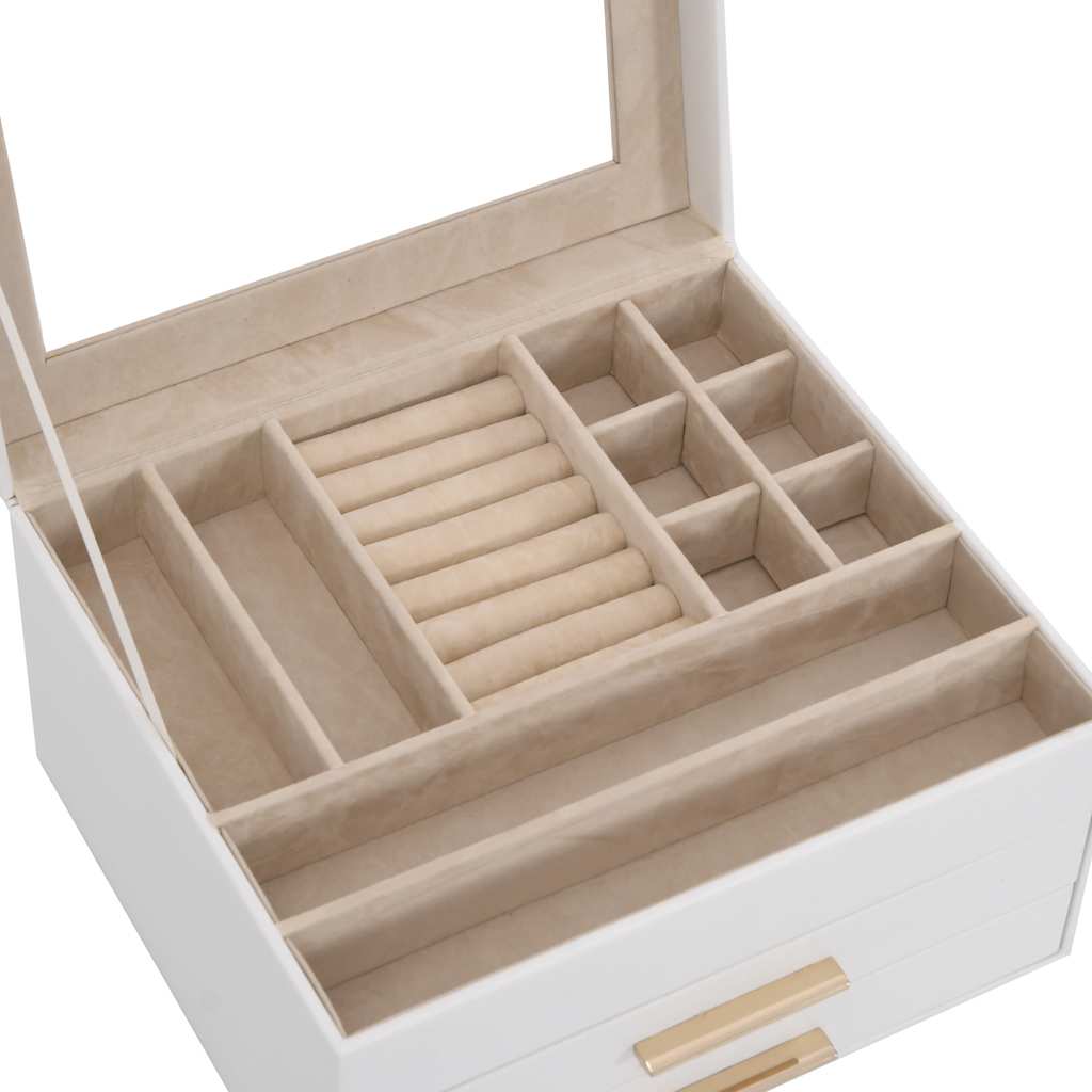 Smykkeskrin 3-lags hvit 23x20,5x14 cm