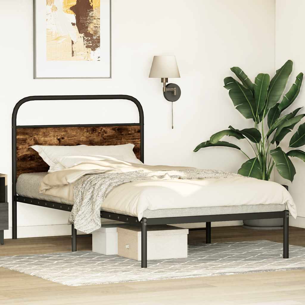 Sengeramme uten madrass røkt eik 90x190 cm konstruert tre