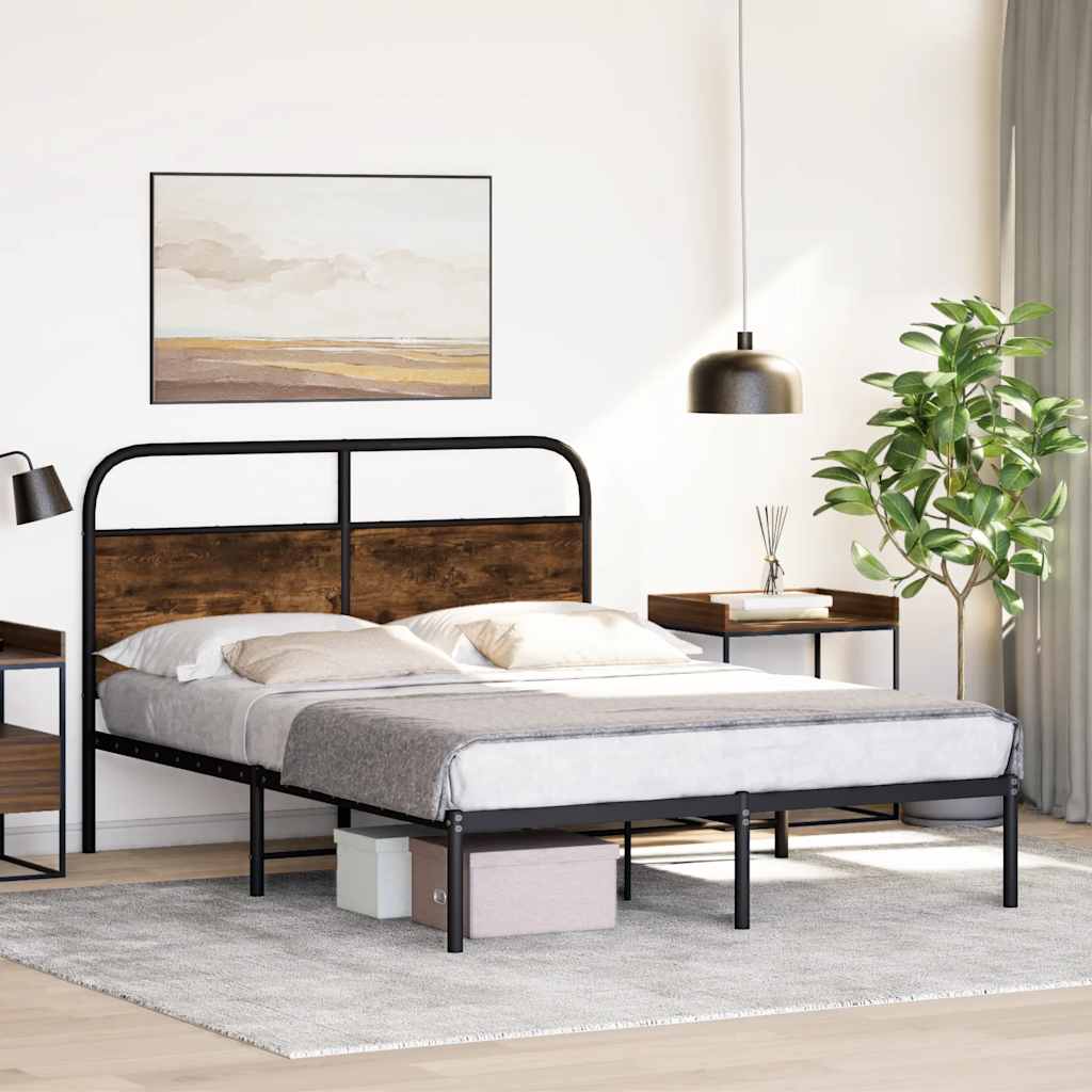 Sengeramme uten madrass røkt eik 120x190 cm konstruert tre