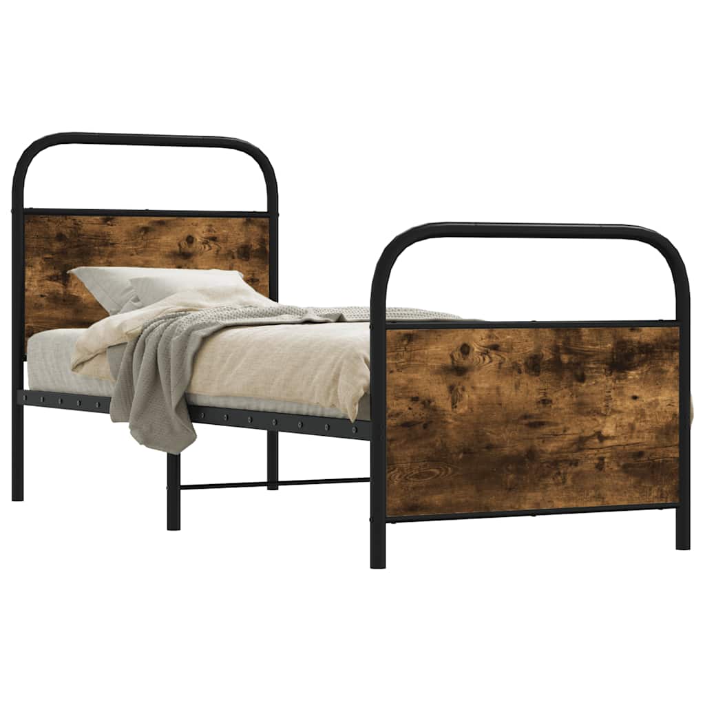 Sengeramme uten madrass røkt eik 80x200 cm konstruert tre