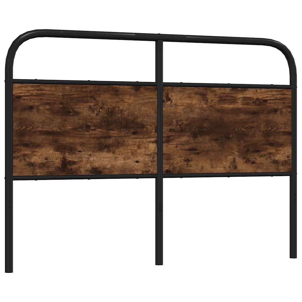 Utskiftbar sengegavl røkt eik 135 cm stål og konstruert tre vidaXL