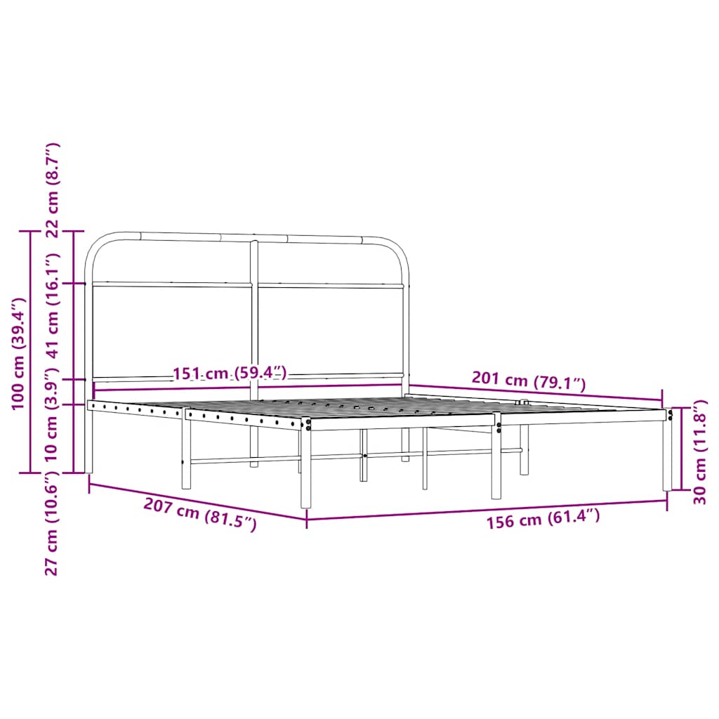 Sengeramme uten madrass sonoma eik 150x200 cm konstruert tre
