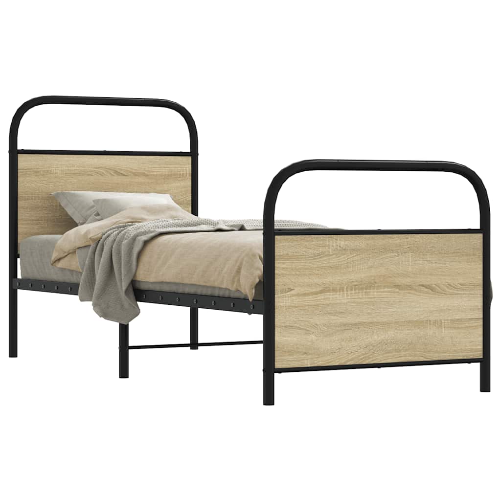 Sengeramme uten madrass sonoma eik 80x200 cm konstruert tre