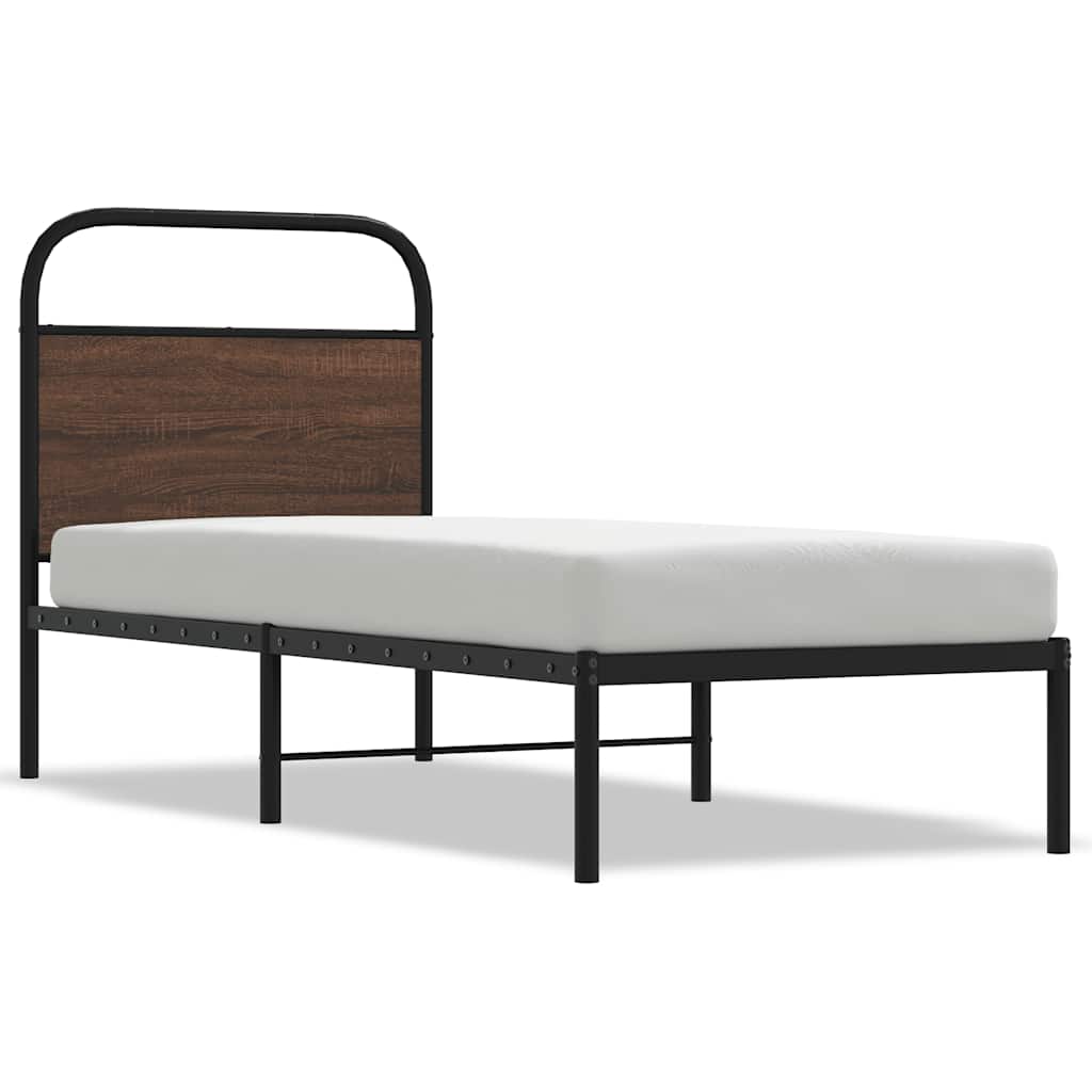 Sengeramme uten madrass brun eik 80x200 cm konstruert tre