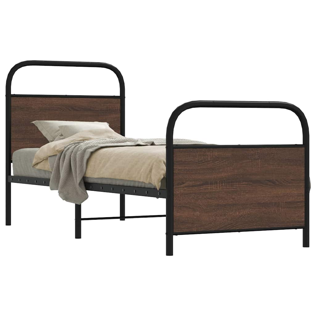 Sengeramme uten madrass brun eik 75x190 cm konstruert tre