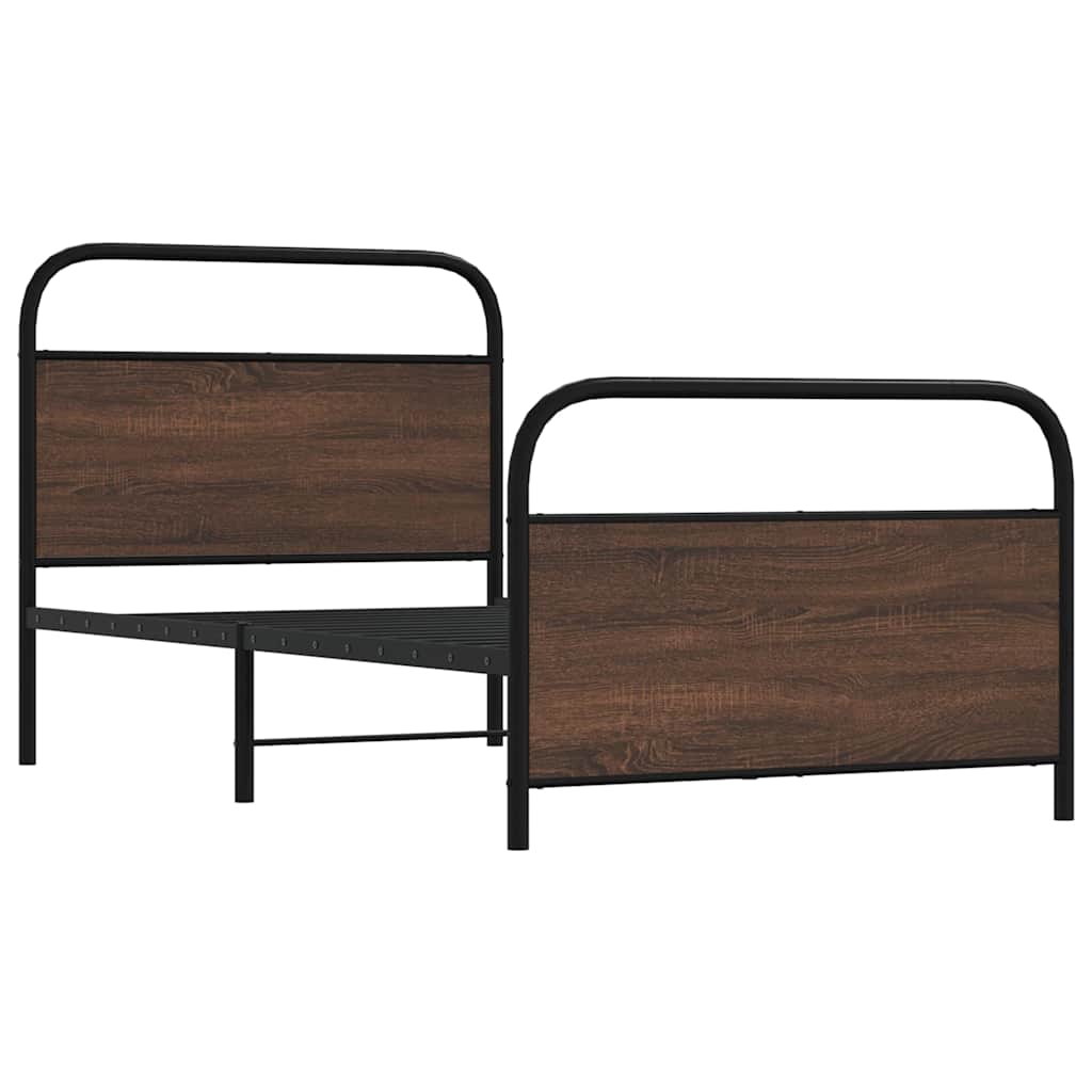 Sengeramme uten madrass brun eik 100x200 cm konstruert tre
