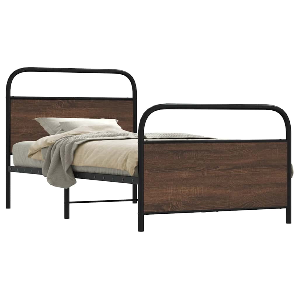 Sengeramme uten madrass brun eik 100x200 cm konstruert tre