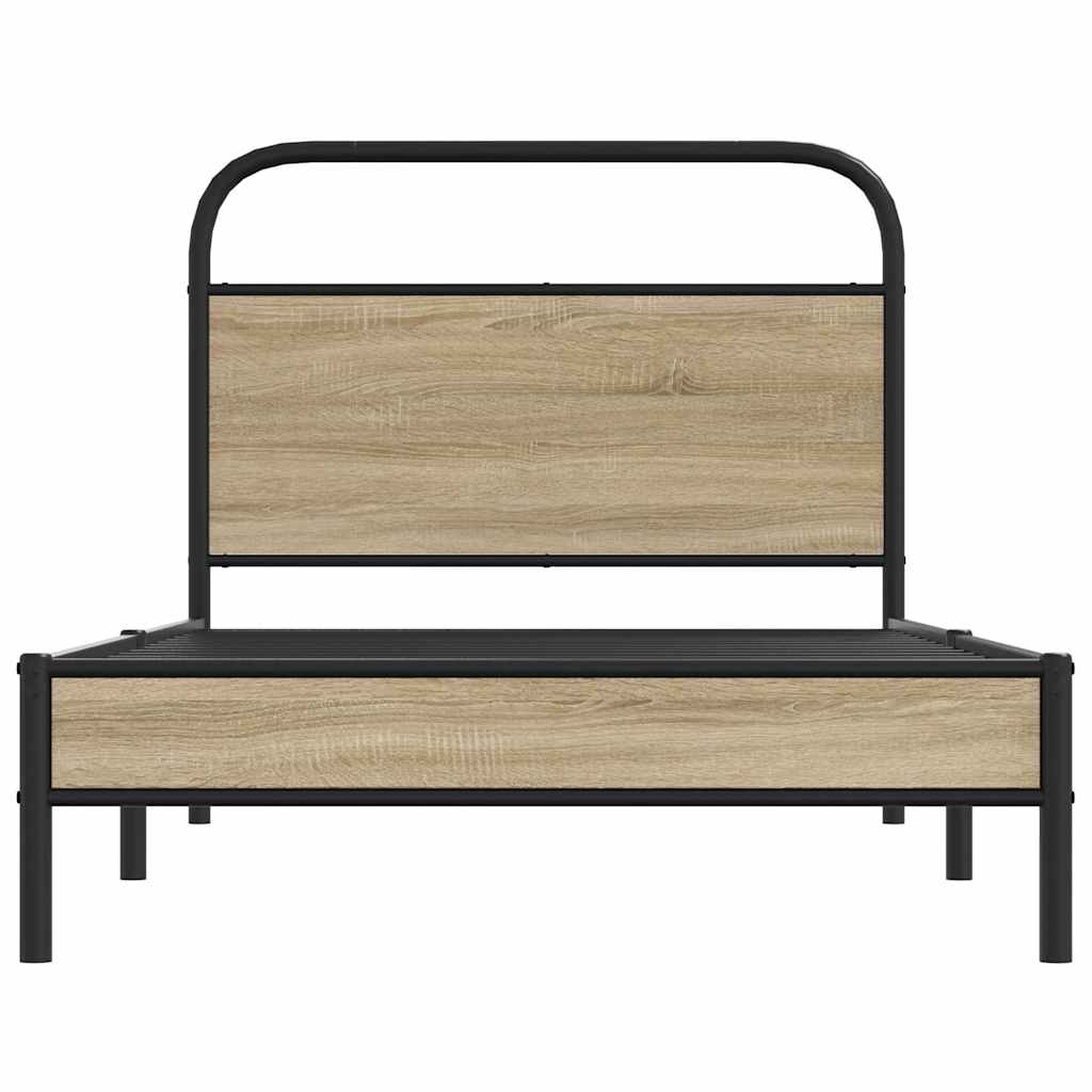 Sengeramme uten madrass røkt eik 90x200 cm konstruert tre