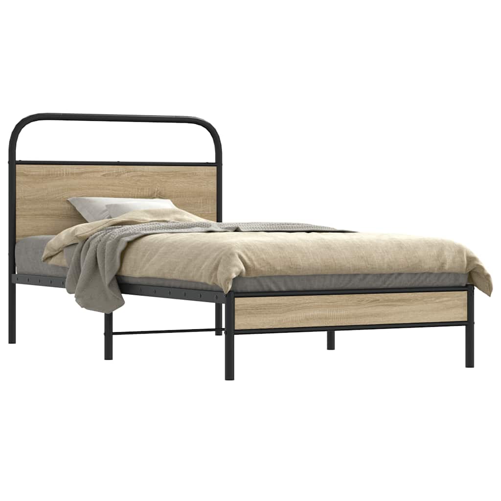 Sengeramme uten madrass røkt eik 100x200 cm konstruert tre