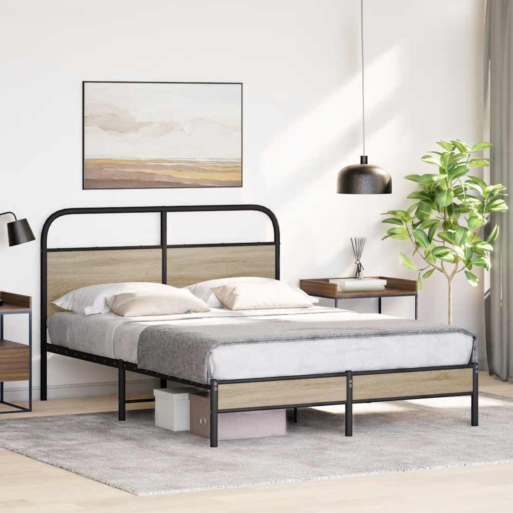 Sengeramme uten madrass røkt eik 120x190 cm konstruert tre