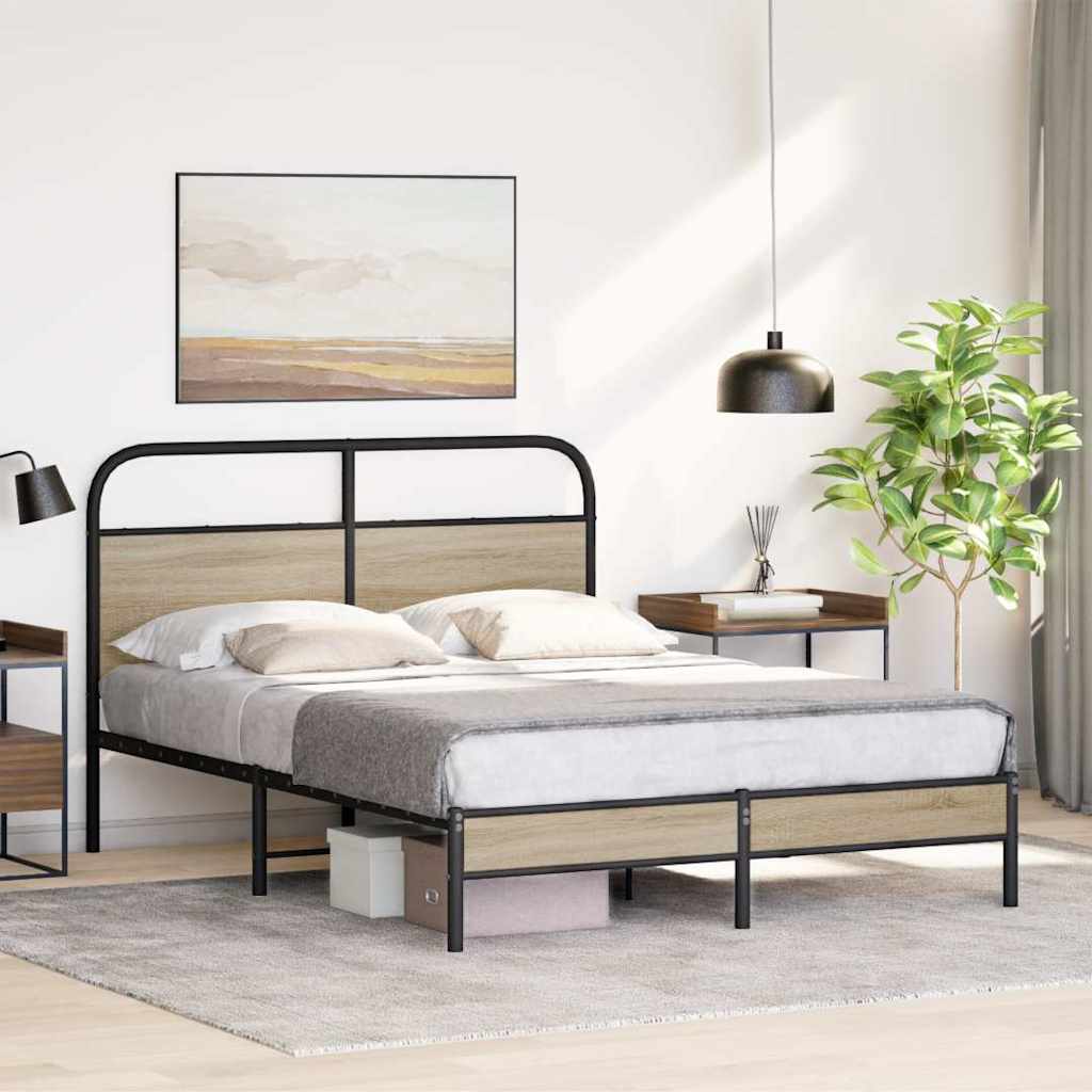 Sengeramme uten madrass røkt eik 140x200 cm konstruert tre