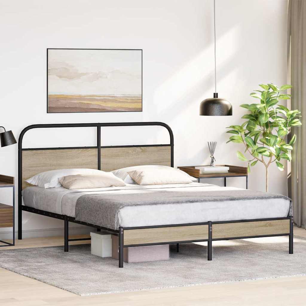 Sengeramme uten madrass røkt eik 160x200 cm konstruert tre