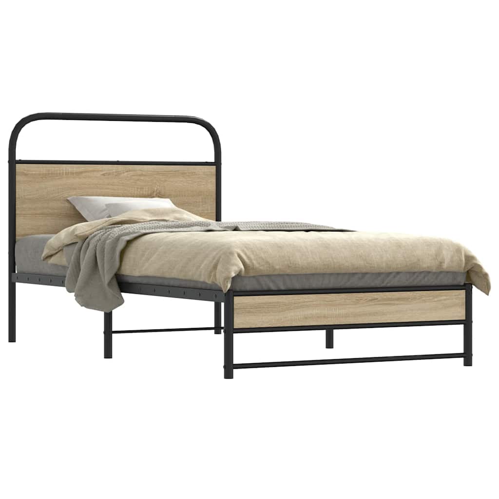 Sengeramme uten madrass røkt eik 90x190 cm konstruert tre