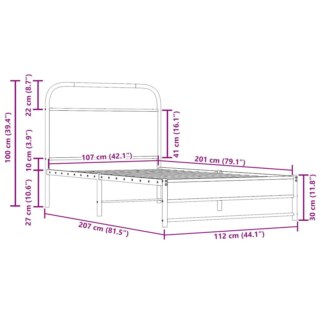 Sengeramme uten madrass røkt eik 107x203 cm konstruert tre