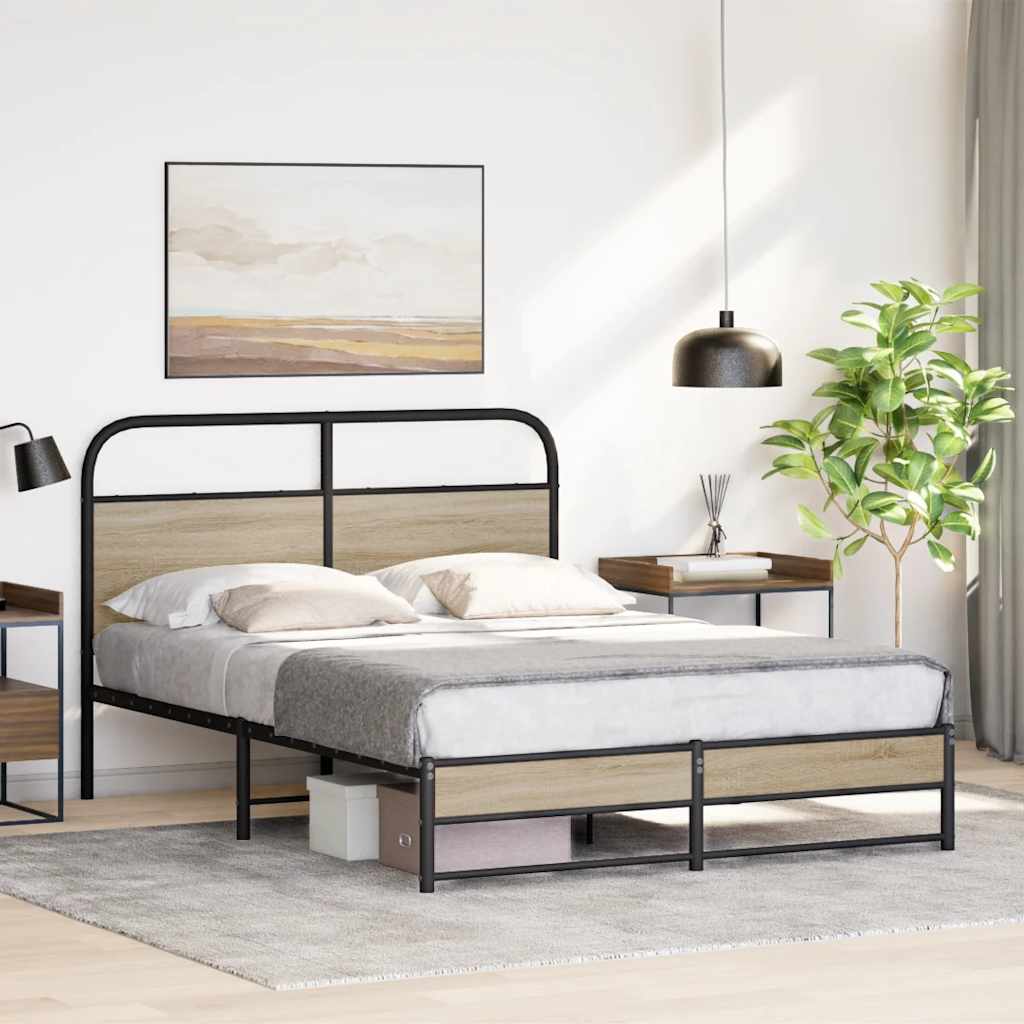 Sengeramme uten madrass røkt eik 140x190 cm konstruert tre