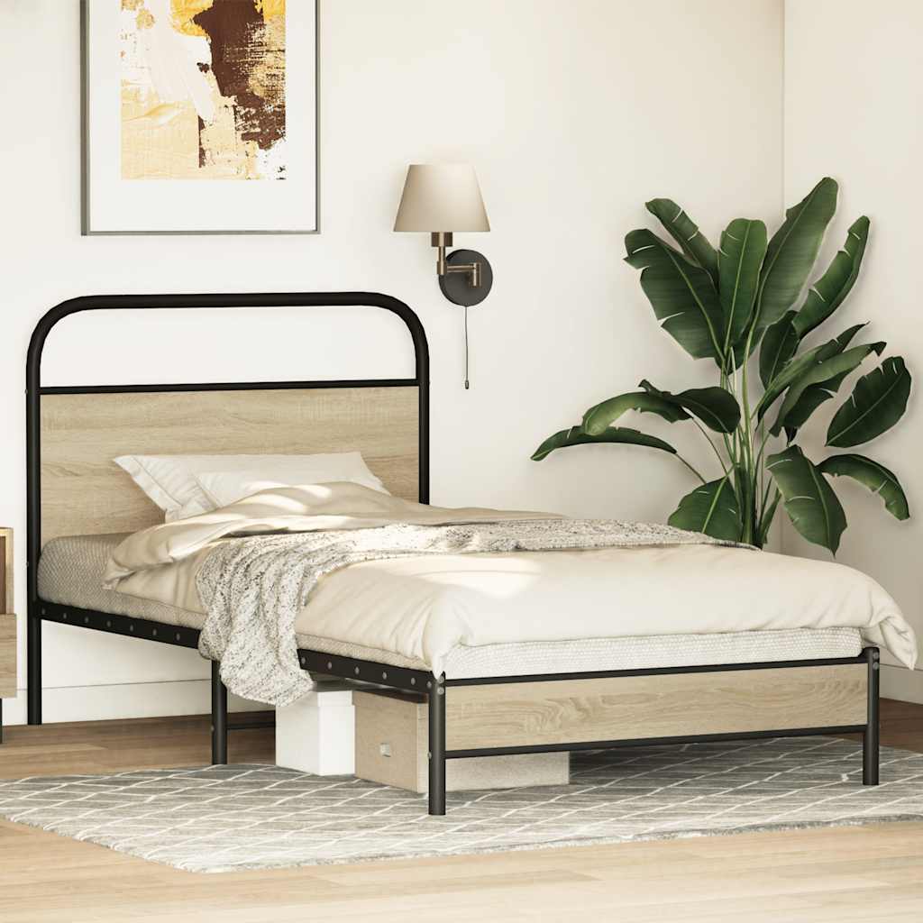 Sengeramme uten madrass sonoma eik 100x190 cm konstruert tre