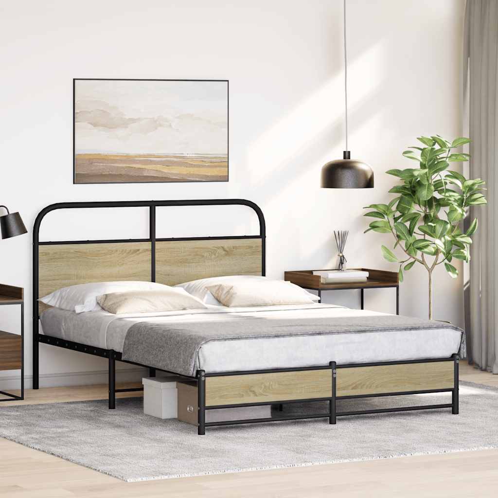 Sengeramme uten madrass sonoma eik 140x190 cm konstruert tre