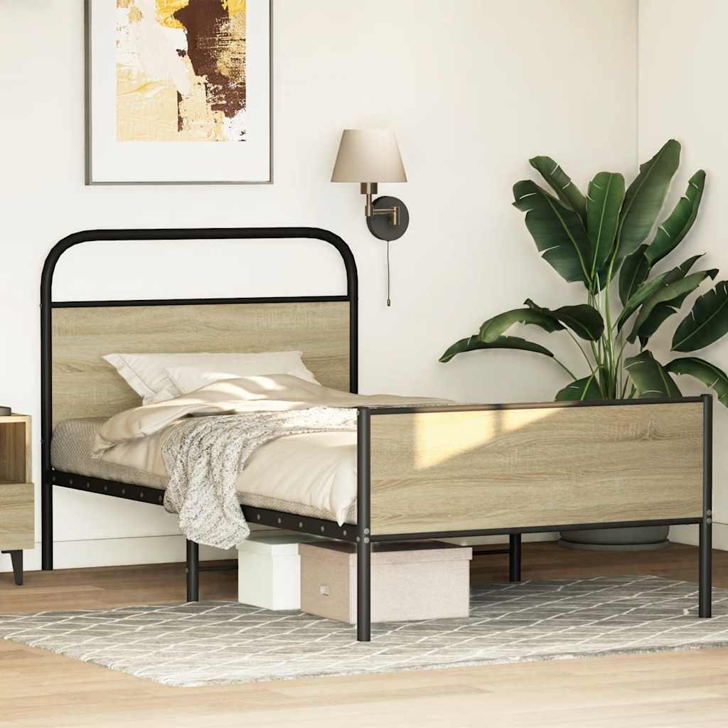 Sengeramme uten madrass sonoma eik 90x200 cm konstruert tre