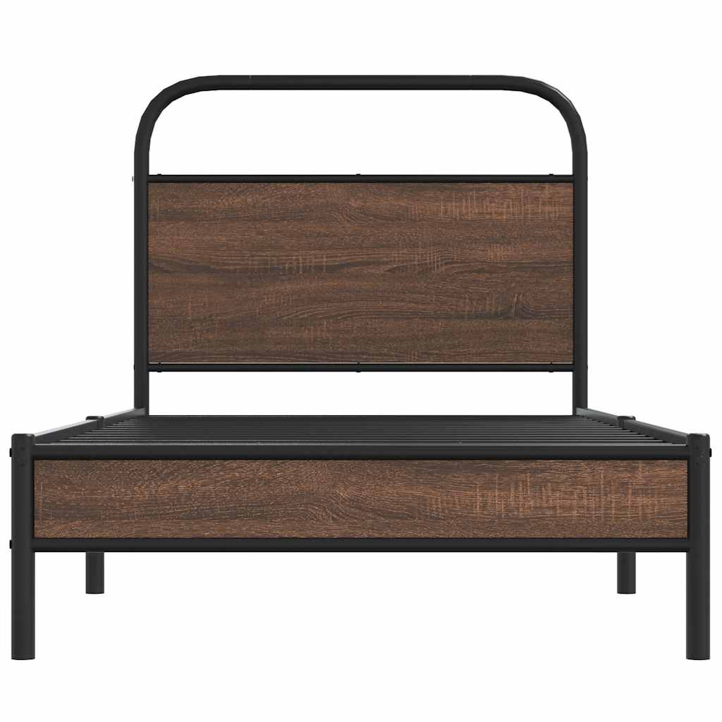 Sengeramme uten madrass brun eik 100x190 cm konstruert tre