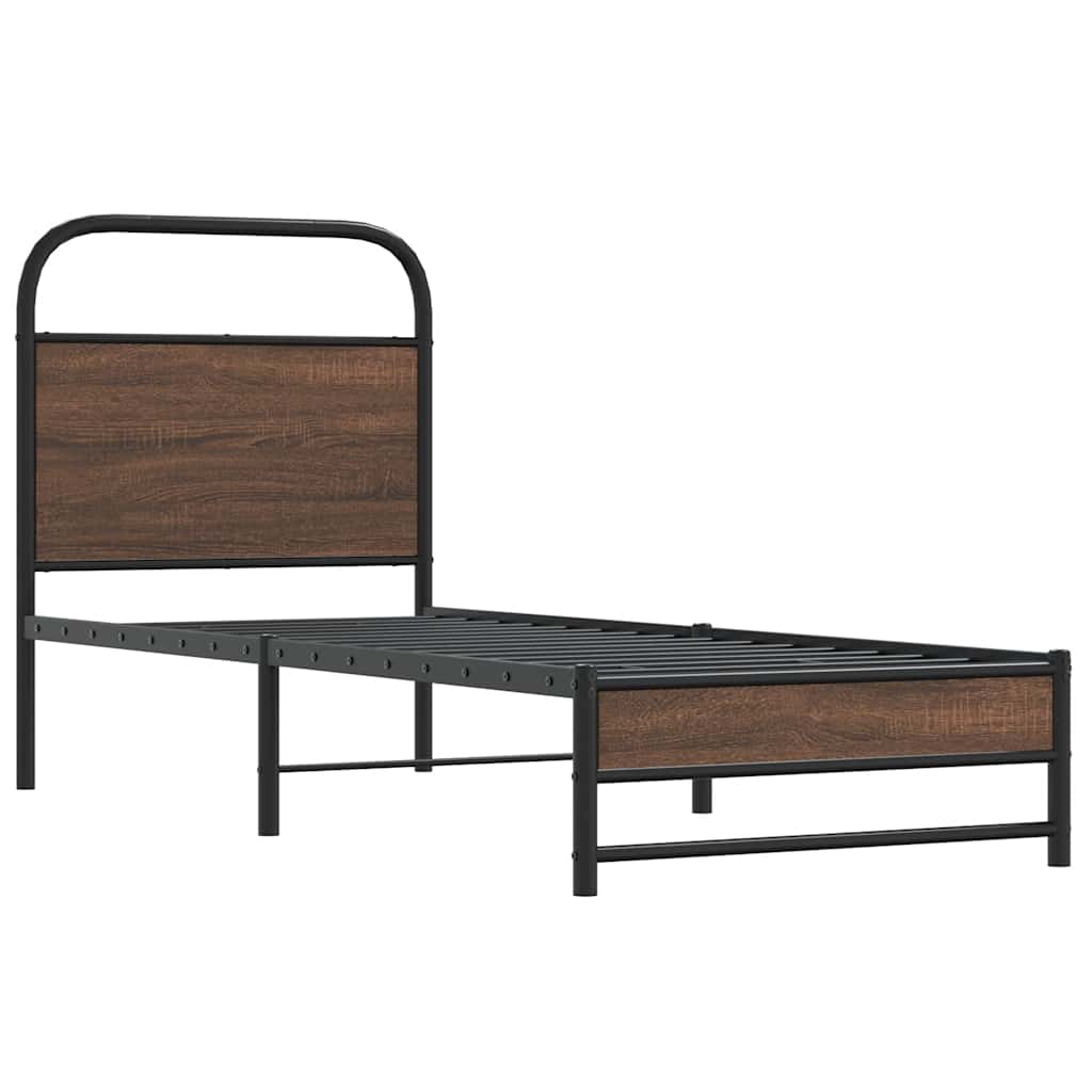 Sengeramme uten madrass brun eik 80x200 cm konstruert tre