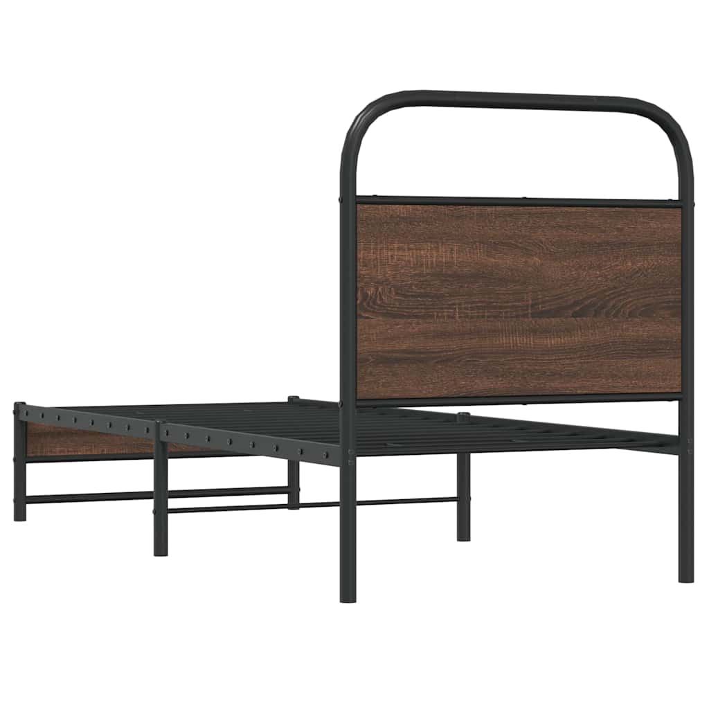 Sengeramme uten madrass brun eik 80x200 cm konstruert tre