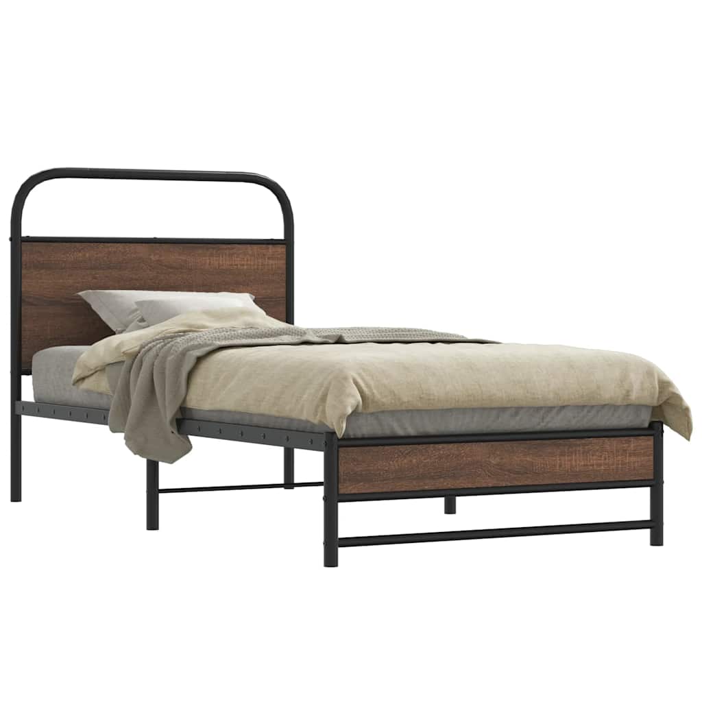 Sengeramme uten madrass brun eik 90x190 cm konstruert tre