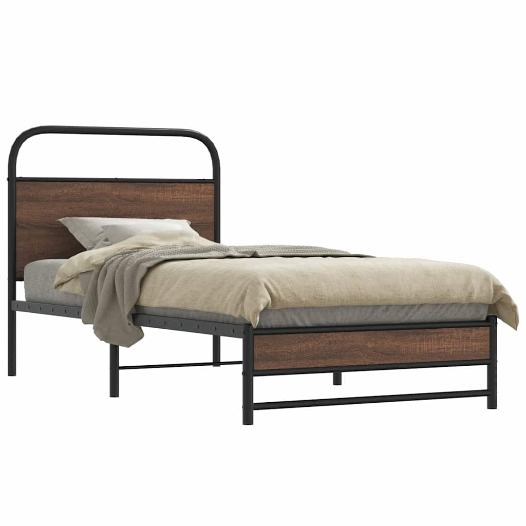 Sengeramme uten madrass brun eik 100x200 cm konstruert tre
