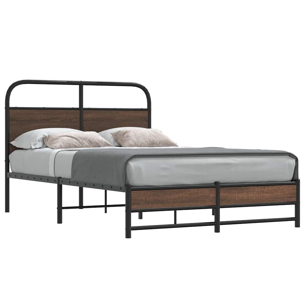 Sengeramme uten madrass brun eik 135x190 cm konstruert tre