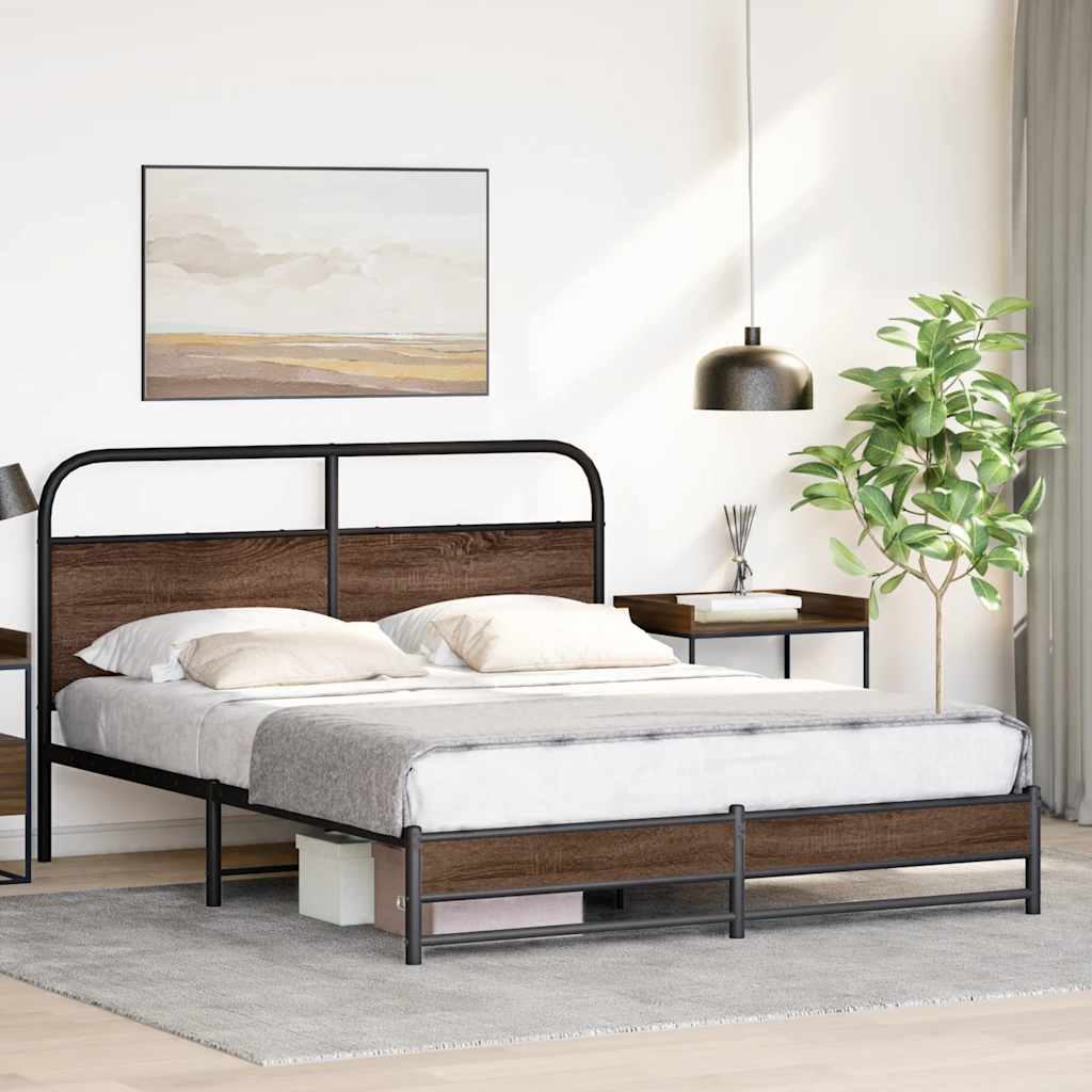 Sengeramme uten madrass brun eik 150x200 cm konstruert tre
