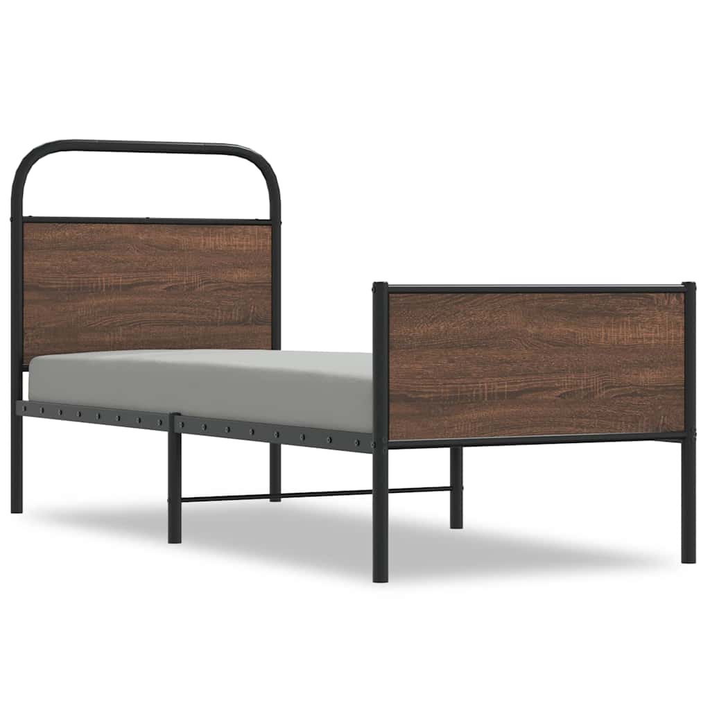 Sengeramme uten madrass brun eik 75x190 cm konstruert tre