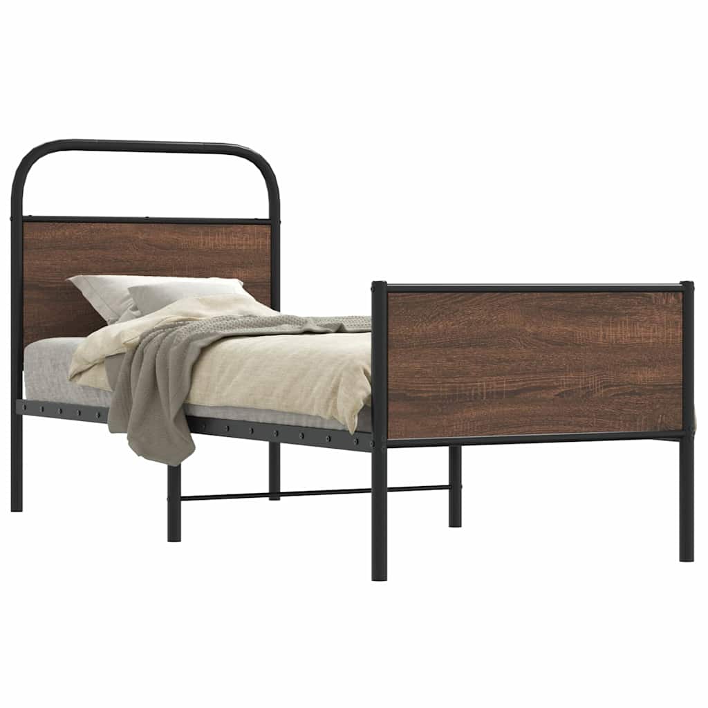 Sengeramme uten madrass brun eik 75x190 cm konstruert tre