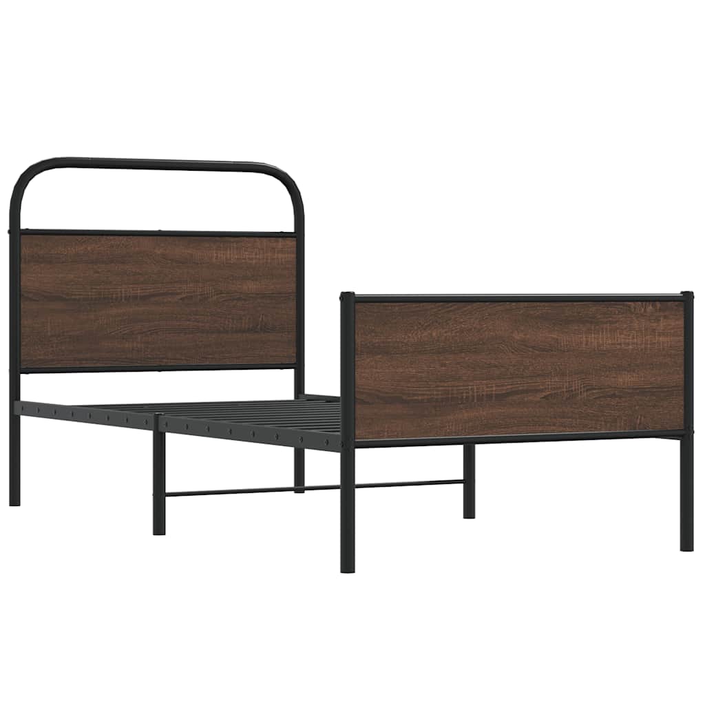 Sengeramme uten madrass brun eik 90x200 cm konstruert tre
