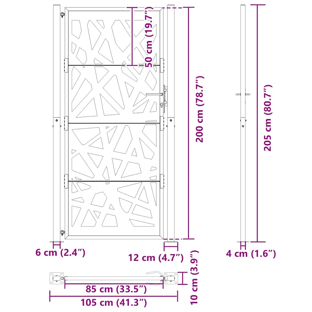Hageport svart 100x200 cm stållampedesign