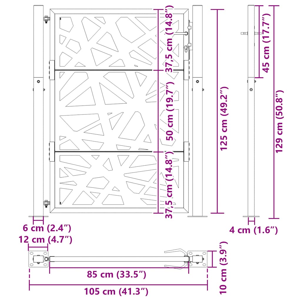 Hageport 100x125 cm værbestandig stållampedesign