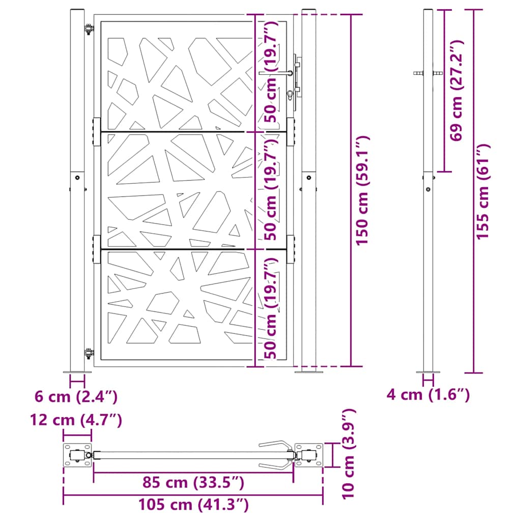Hageport 100x150 cm værbestandig stållampedesign