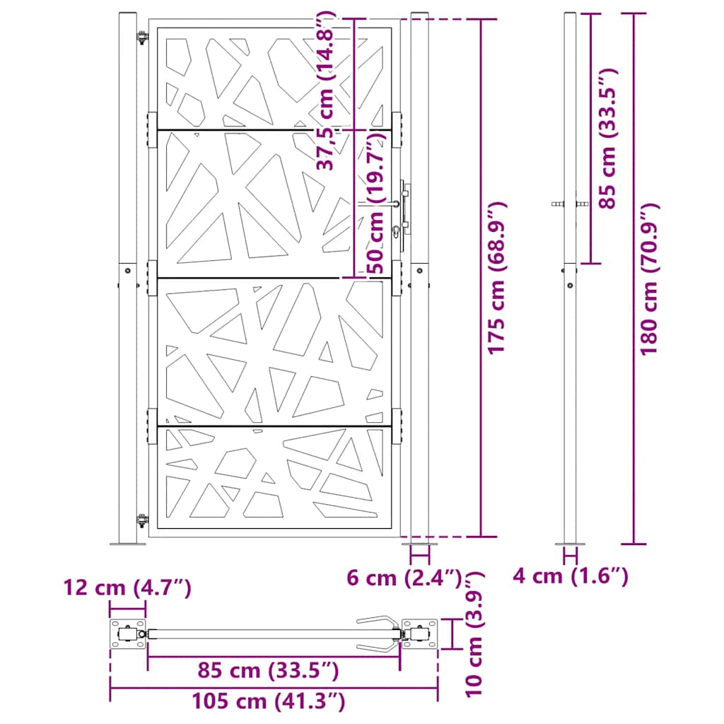 Hageport 100x175 cm værbestandig stållampedesign