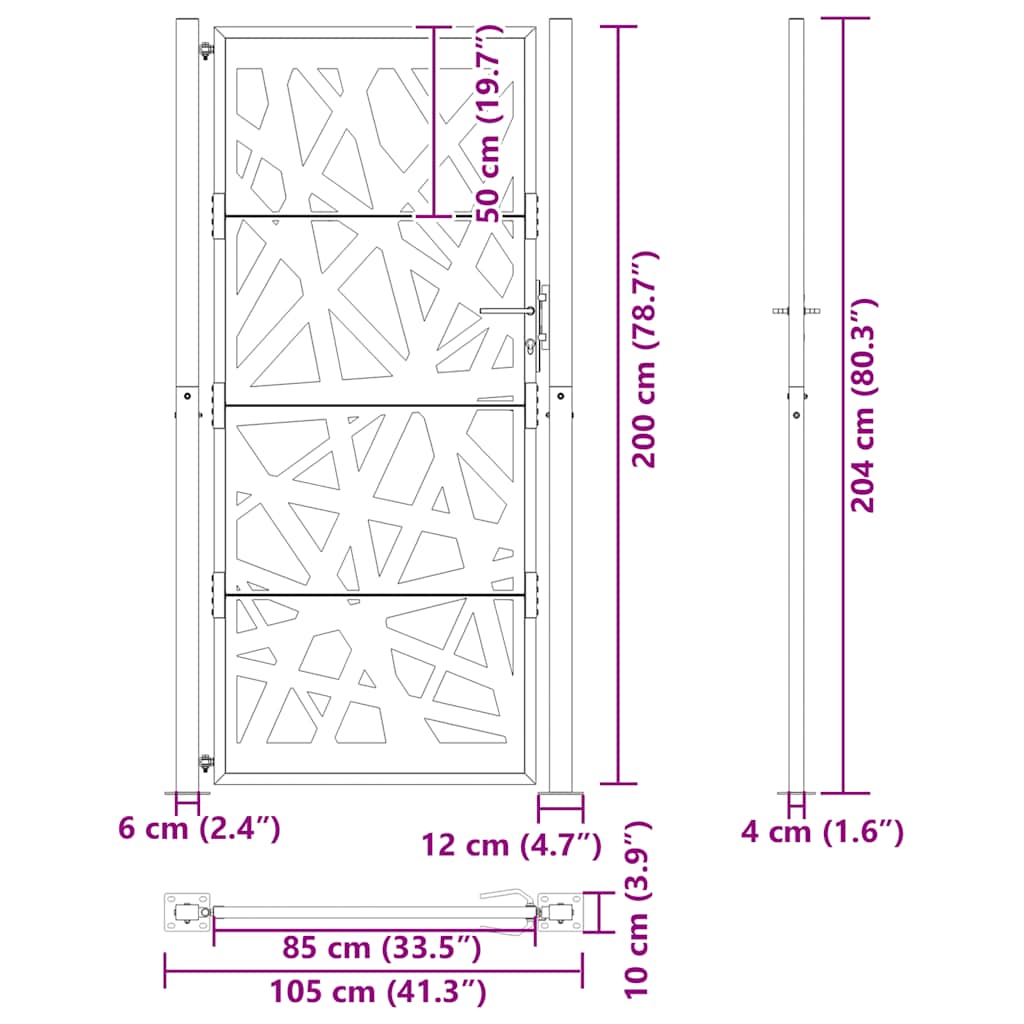 Hageport 100x200 cm værbestandig stållampedesign vidaXL