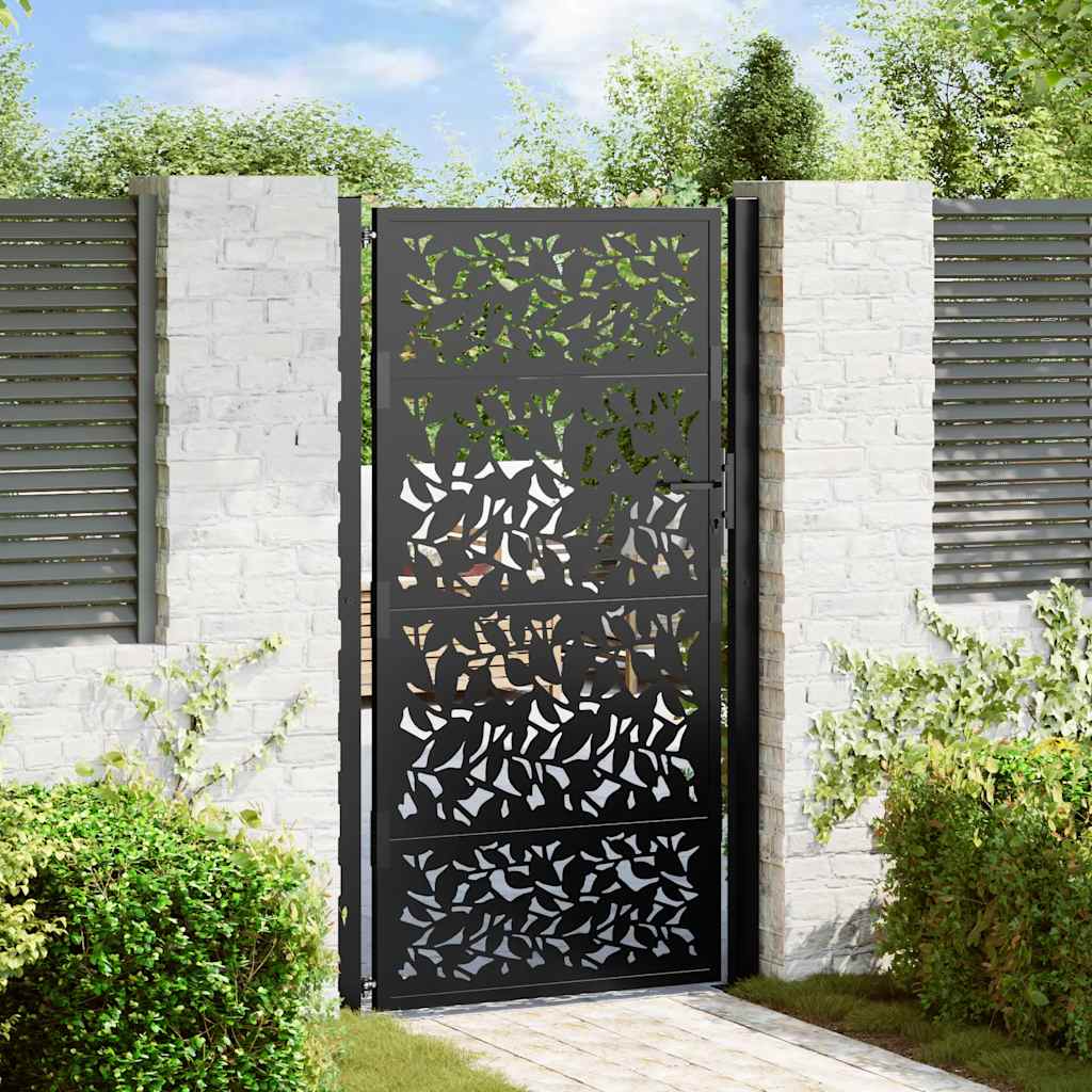 Hageport svart 100x175 cm stålbladdesign