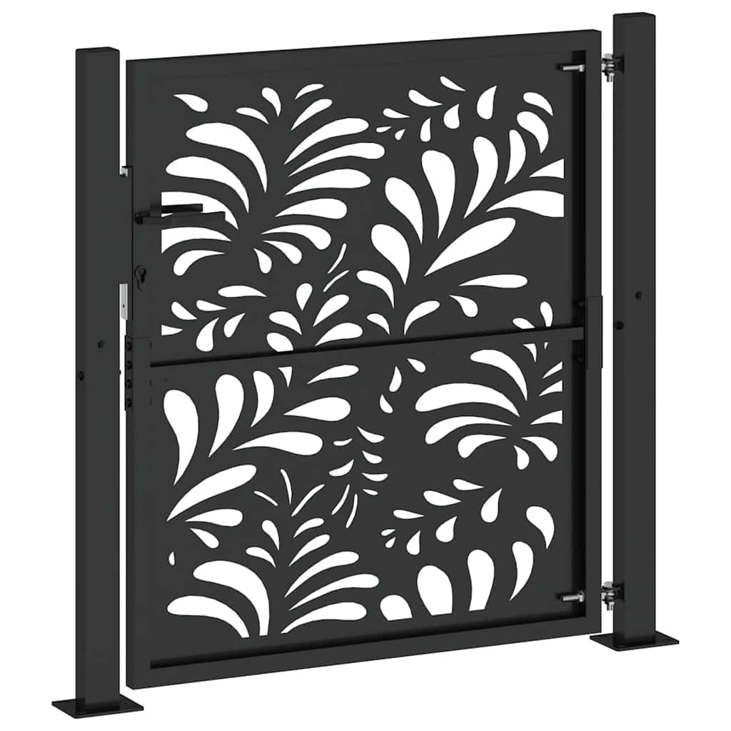 Hageport svart 100x100 cm stålbølgedesign