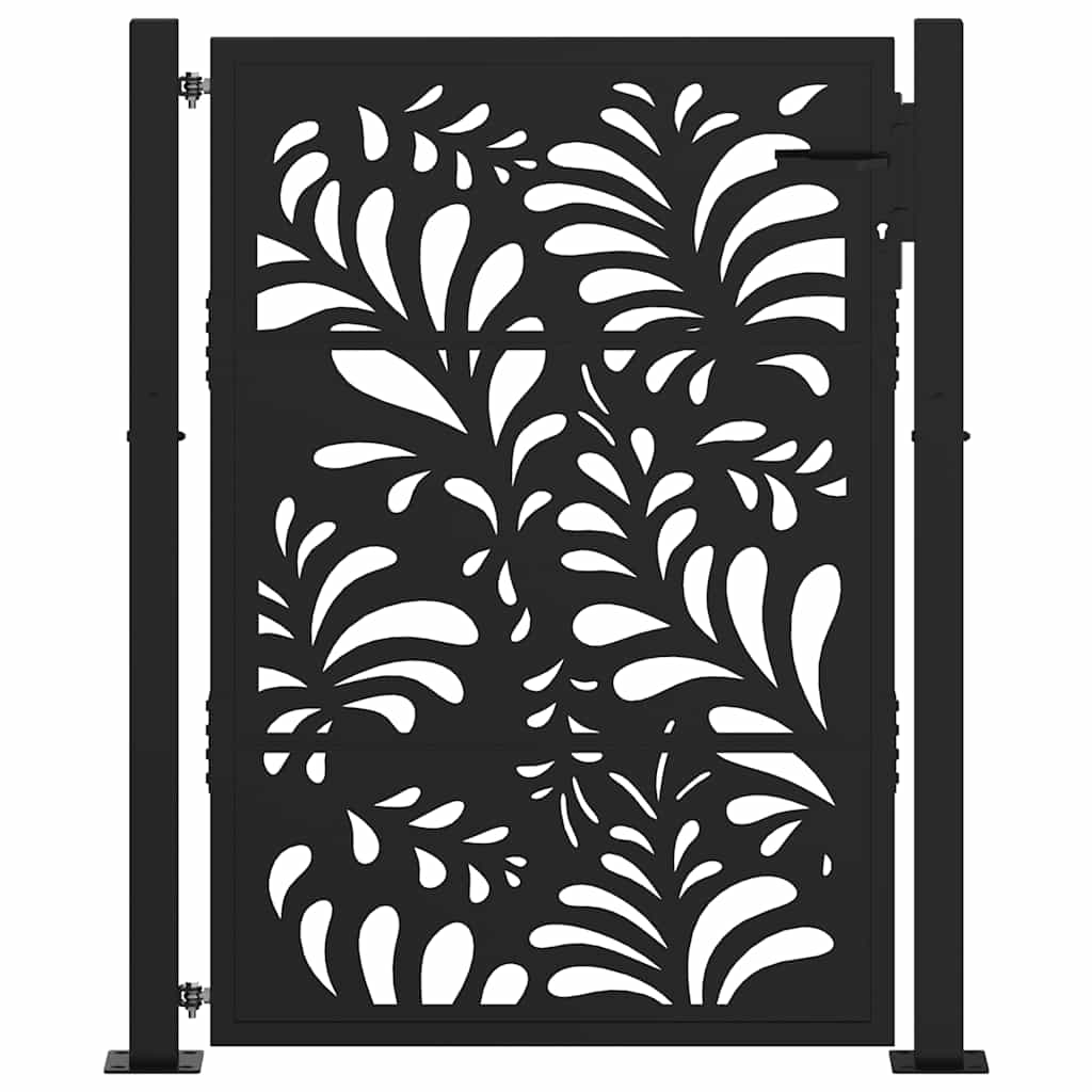 Hageport svart 100x125 cm stålbølgedesign