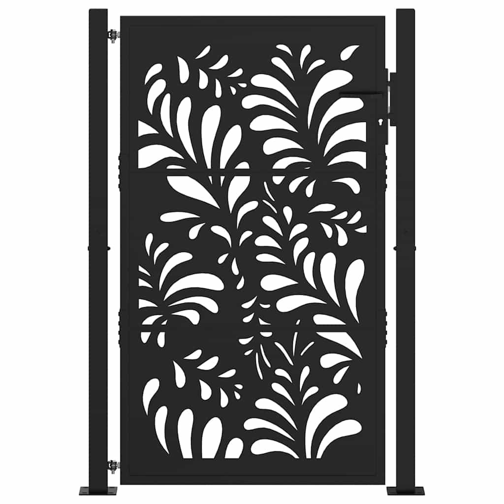 Hageport svart 100x150 cm stålbølgedesign
