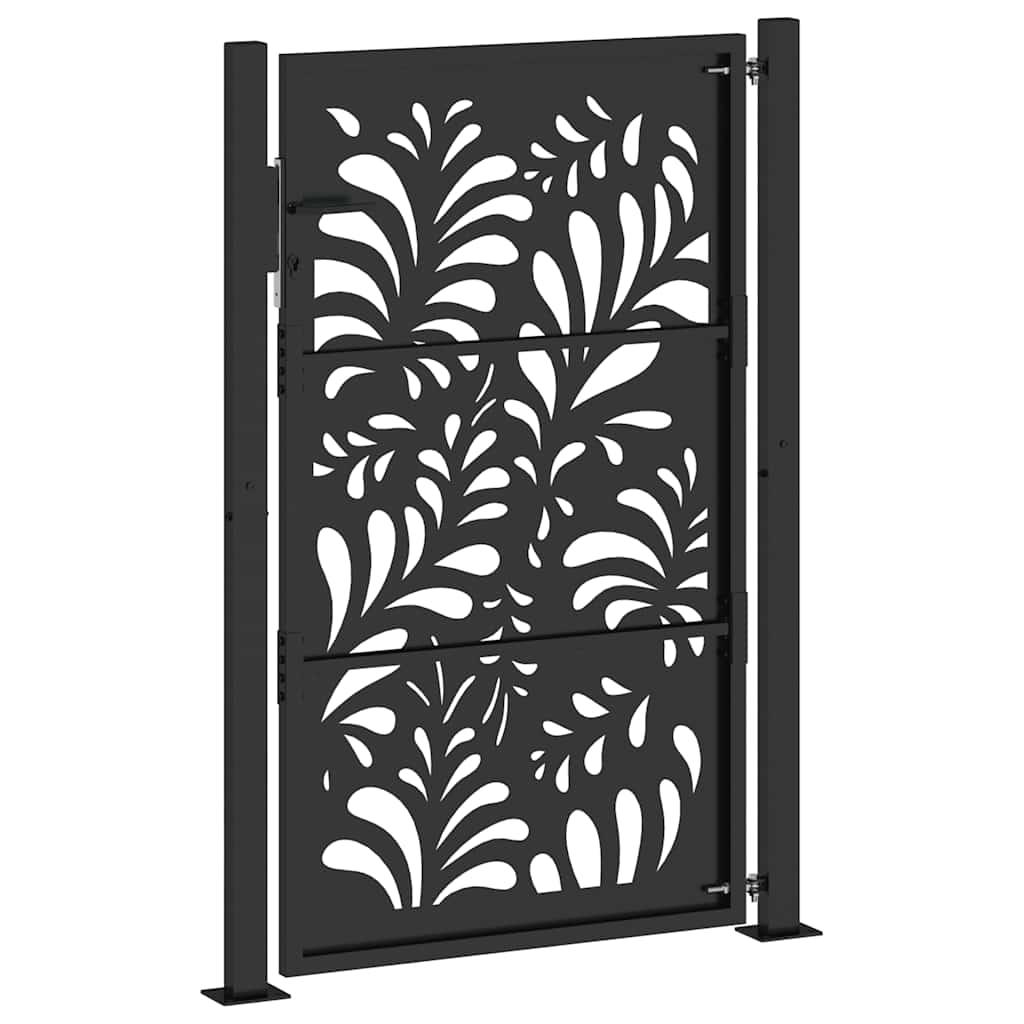Hageport svart 100x150 cm stålbølgedesign