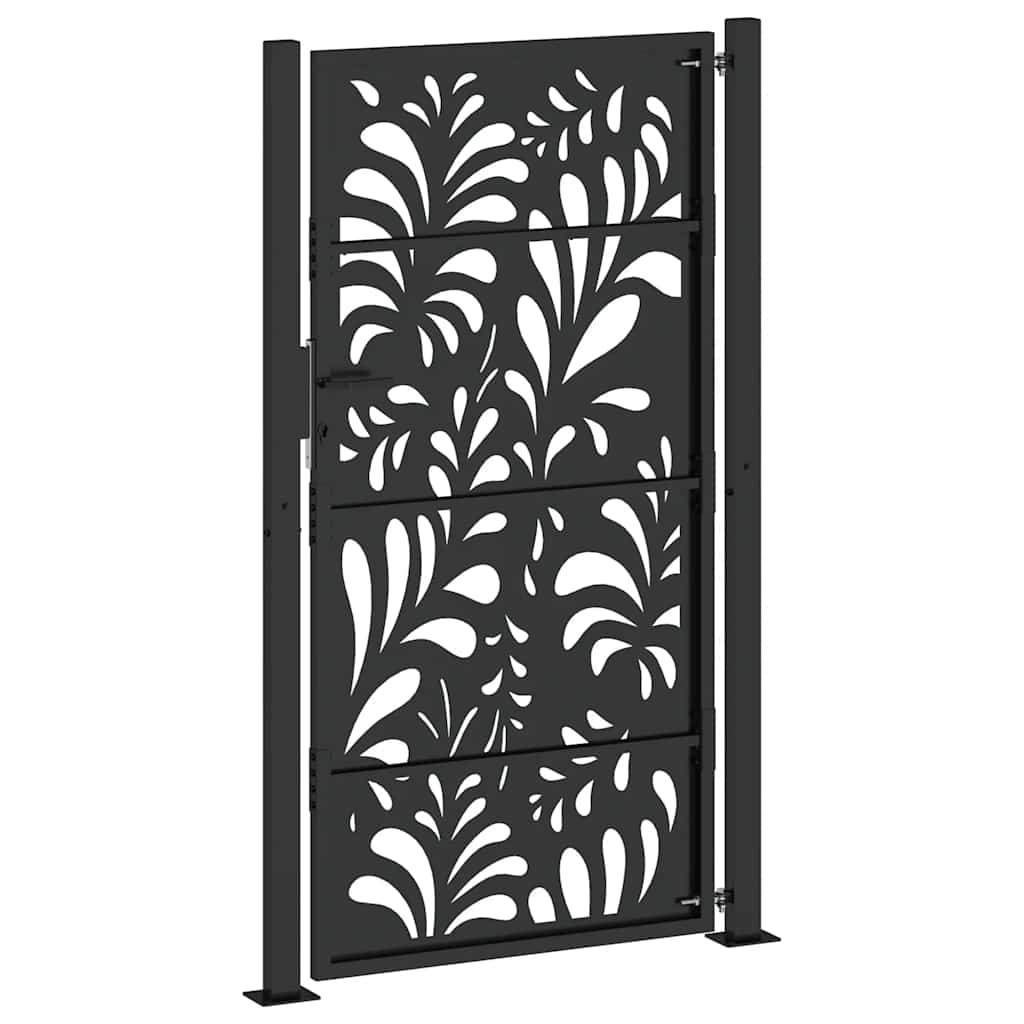 Hageport svart 100x175 cm stålbølgedesign