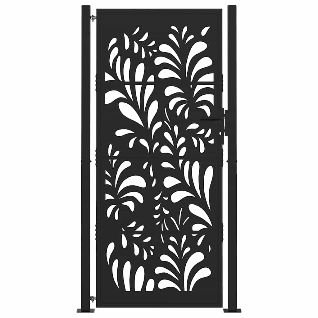 Hageport svart 100x200 cm stålbølgedesign