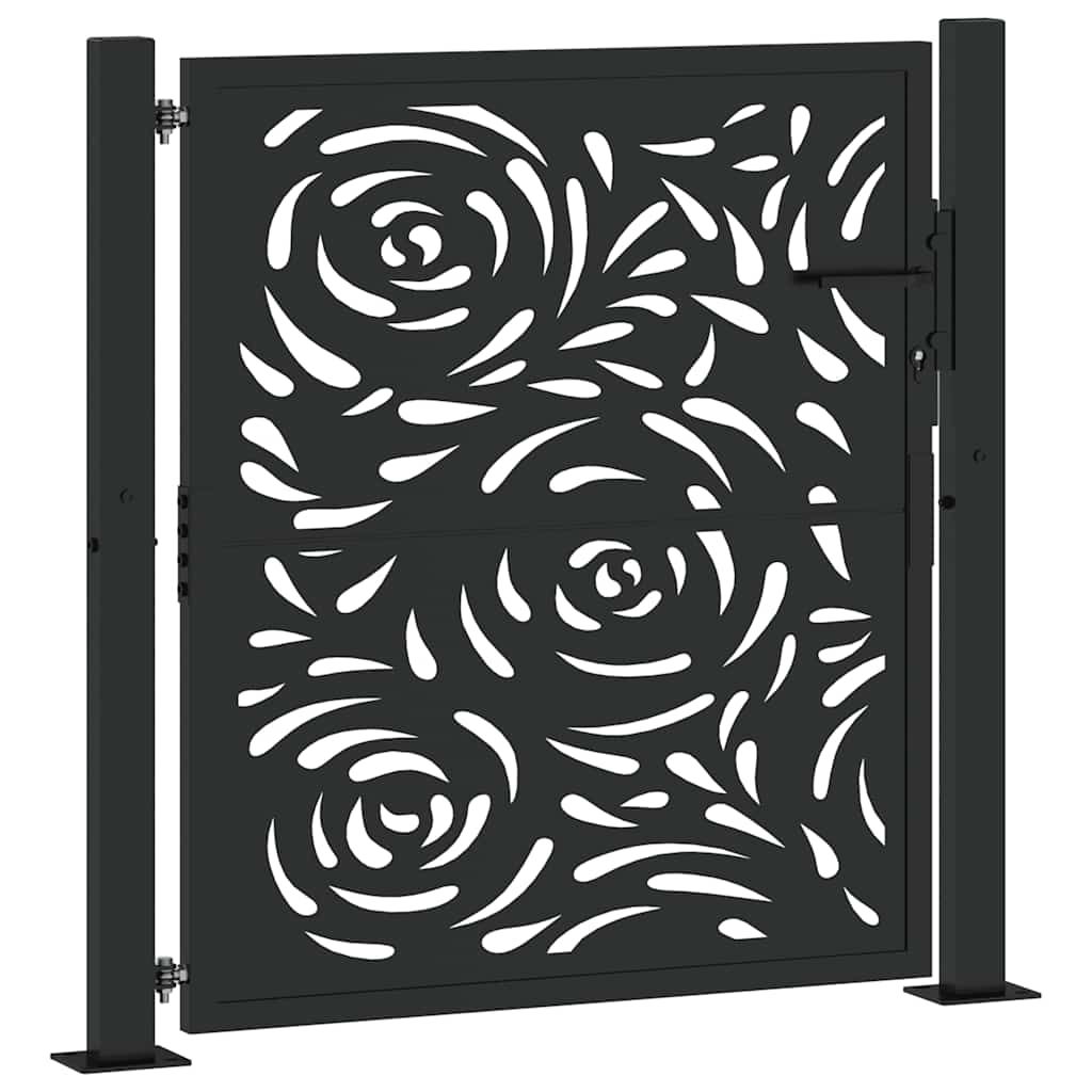 Hageport svart 100x100 cm stål flammedesign
