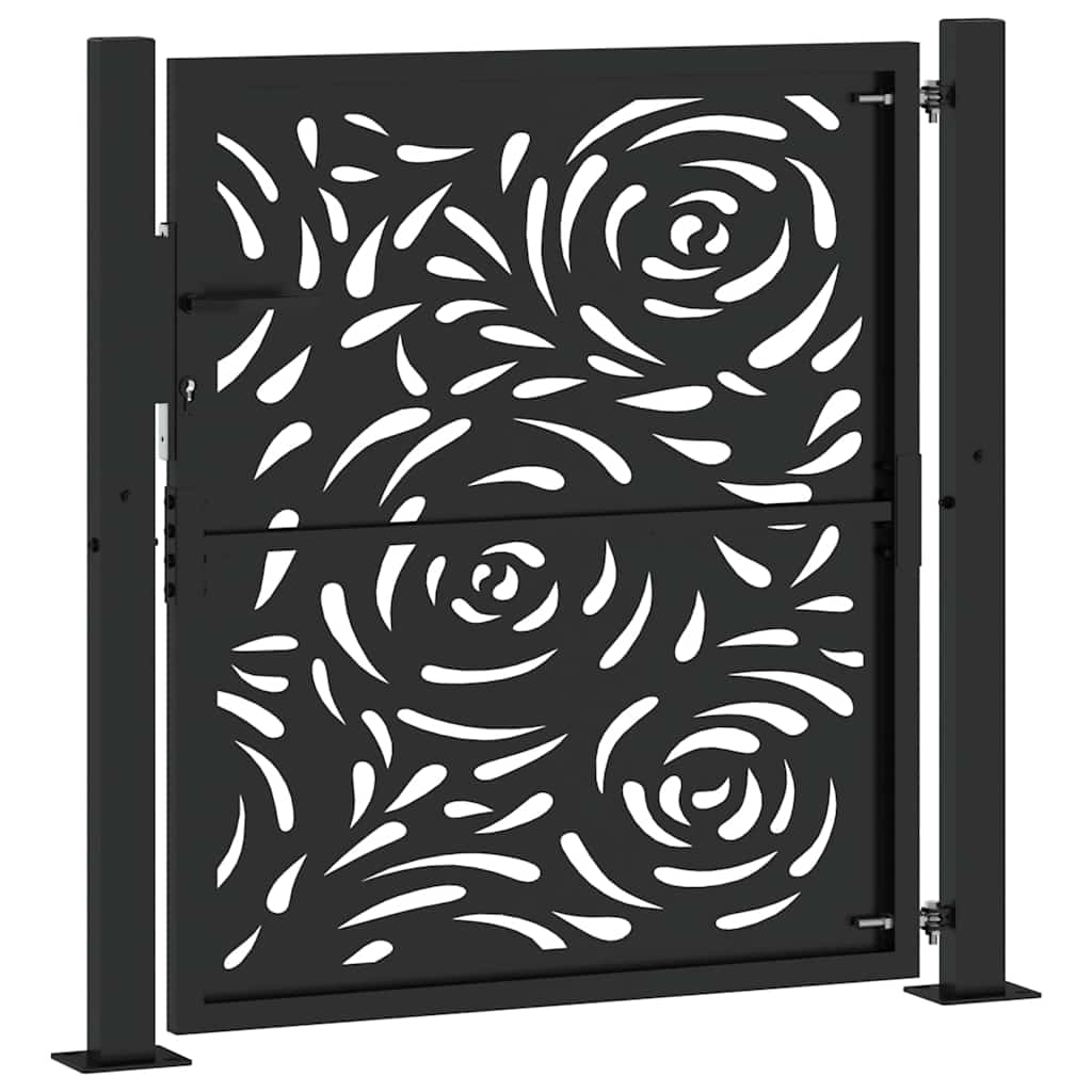 Hageport svart 100x100 cm stål flammedesign
